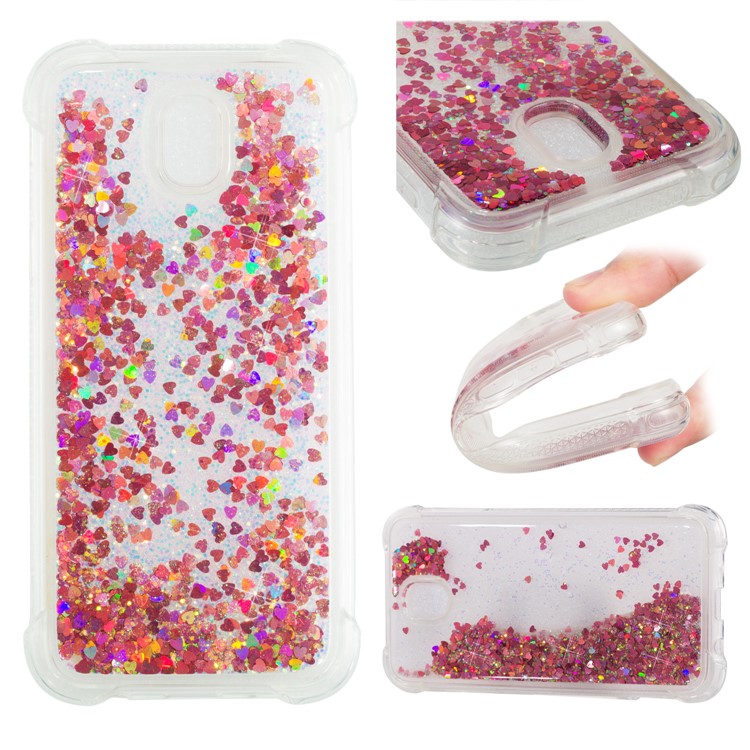 Dynamic Glitter Powder Sequins TPU Shockproof Case for Samsung Galaxy J5 Pro (2017) / J5 (2017) EU Version - Red-1