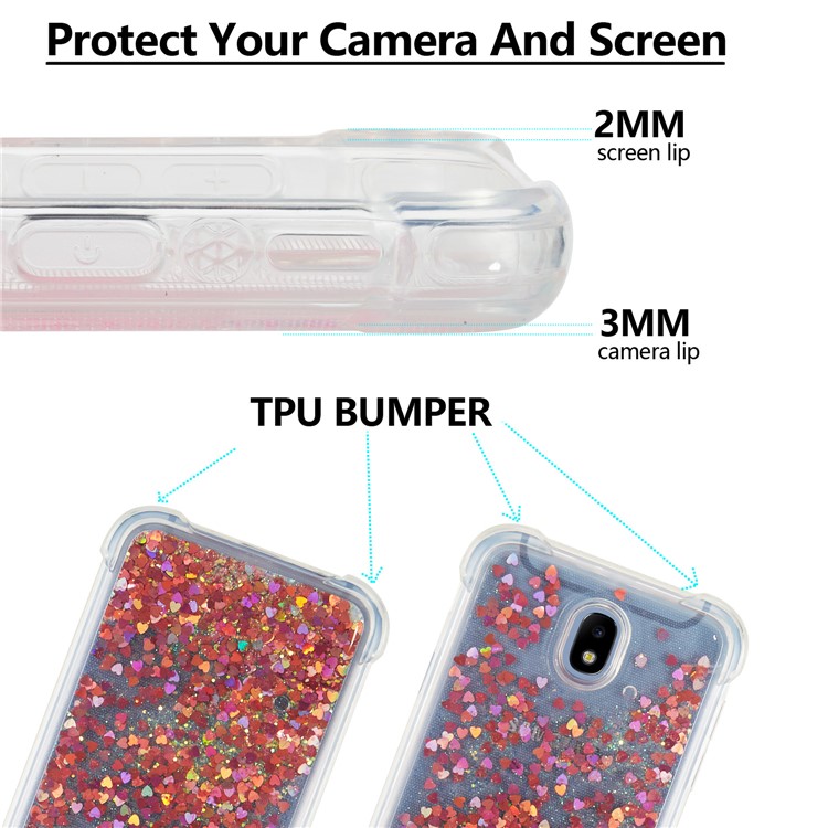 Dynamic Glitter Powder Sequins Shockproof TPU Gel Case for Samsung Galaxy J7 (2017) EU Version/J7 Pro (2017) - Red-2