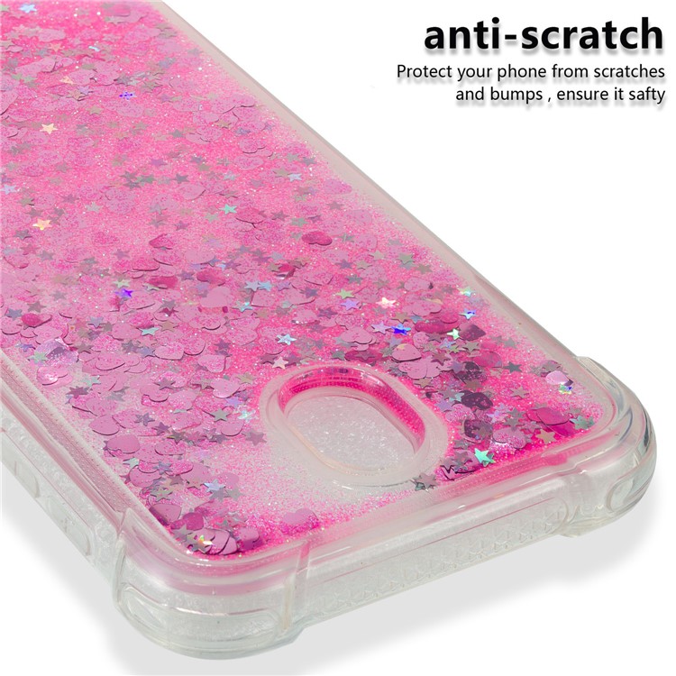 Dynamische Glitter Pulver Pailletten Stoßfest TPU Gel Abdeckung Für Samsung Galaxy J7 (2017) EU Version / J7 Pro (2017) - Rose-3