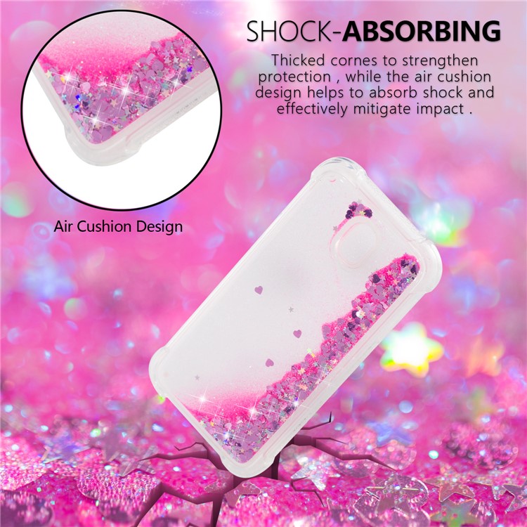 Dynamische Glitter Pulver Pailletten Stoßfest TPU Gel Abdeckung Für Samsung Galaxy J7 (2017) EU Version / J7 Pro (2017) - Rose-5