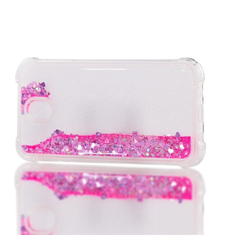 Dynamische Glitter Pulver Pailletten Stoßfest TPU Gel Abdeckung Für Samsung Galaxy J7 (2017) EU Version / J7 Pro (2017) - Rose-6