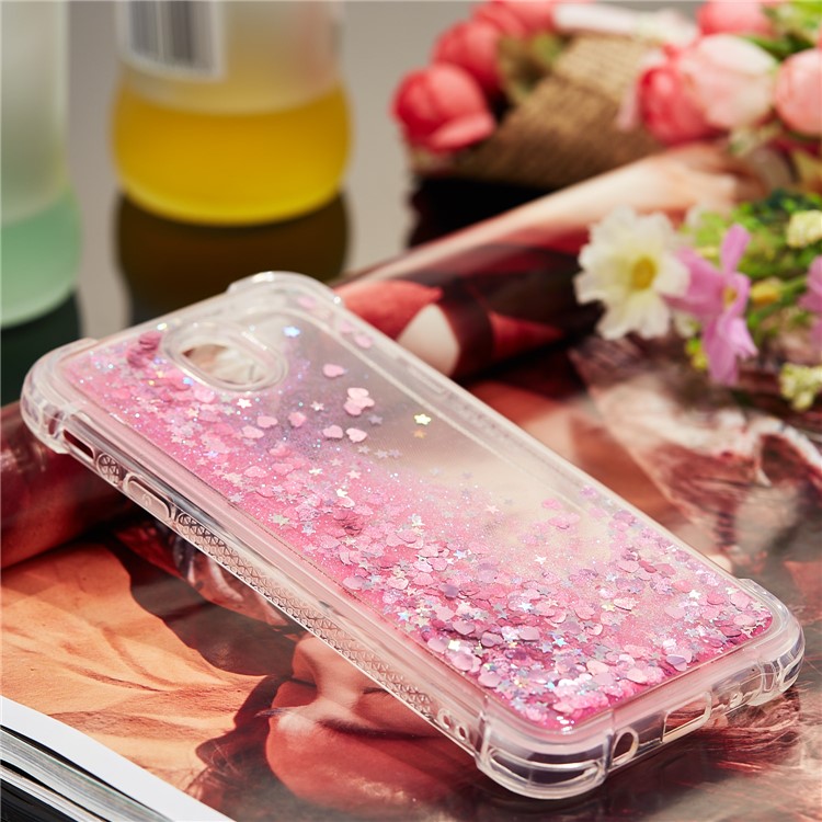 Dynamische Glitter Pulver Pailletten Stoßfest TPU Gel Abdeckung Für Samsung Galaxy J7 (2017) EU Version / J7 Pro (2017) - Rose-7