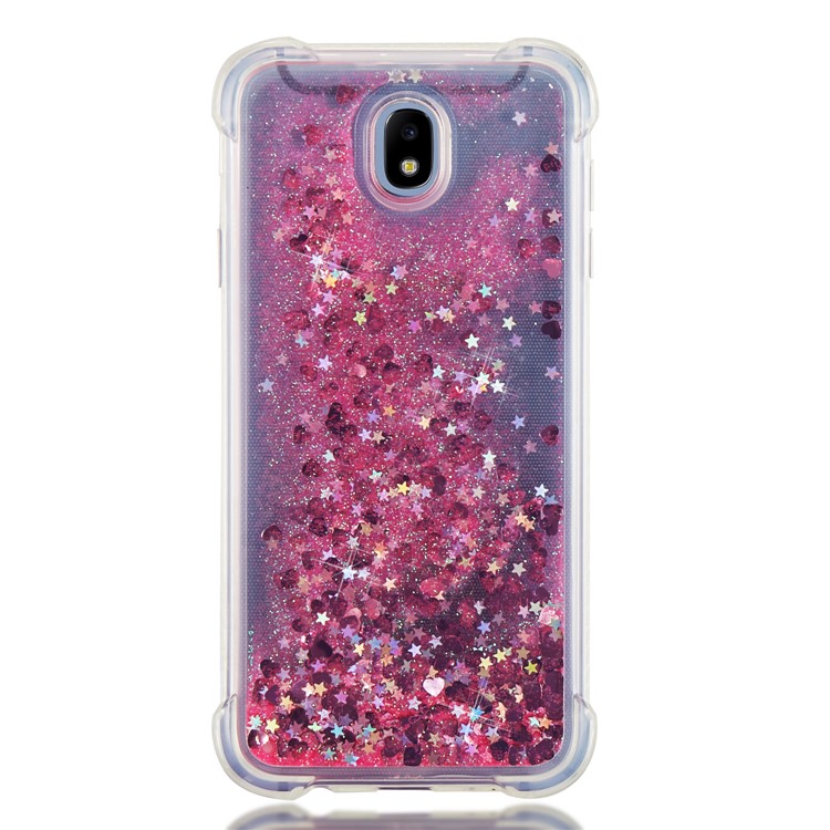 Dynamische Glitter Pulver Pailletten Stoßfest TPU Gel Abdeckung Für Samsung Galaxy J7 (2017) EU Version / J7 Pro (2017) - Rose-8