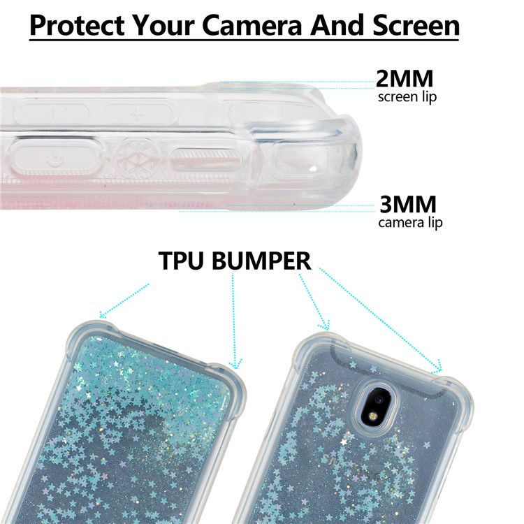 Dynamic Glitter Powder Sequins Shockproof TPU Gel Casing for Samsung Galaxy J7 (2017) EU Version/J7 Pro (2017) - Baby Blue-2