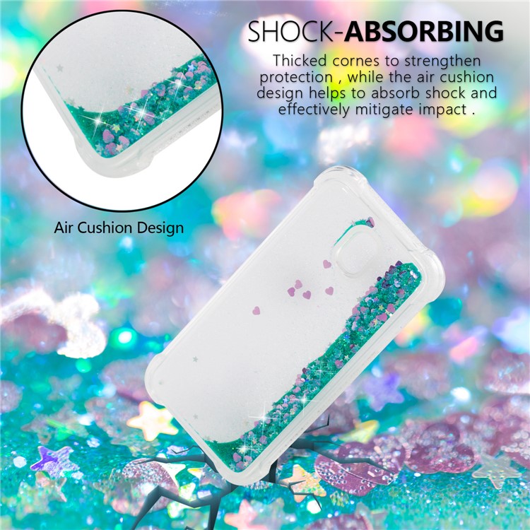 Dynamic Glitter Powder Sequins Shockproof TPU Gel Mobile Phone Case for Samsung Galaxy J7 (2017) EU Version/J7 Pro (2017) - Cyan-5