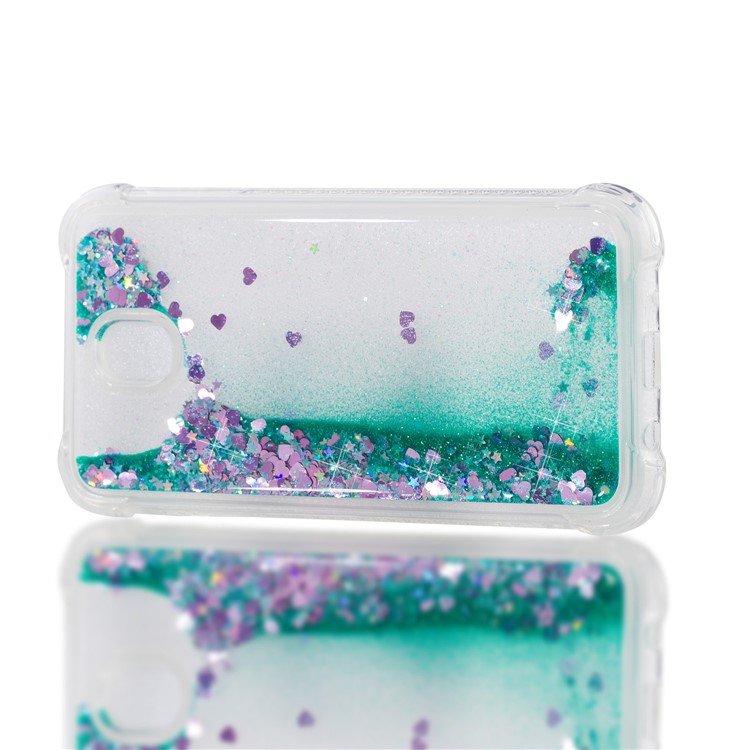 Dynamic Glitter Powder Sequins Shockproof TPU Gel Mobile Phone Case for Samsung Galaxy J7 (2017) EU Version/J7 Pro (2017) - Cyan-6