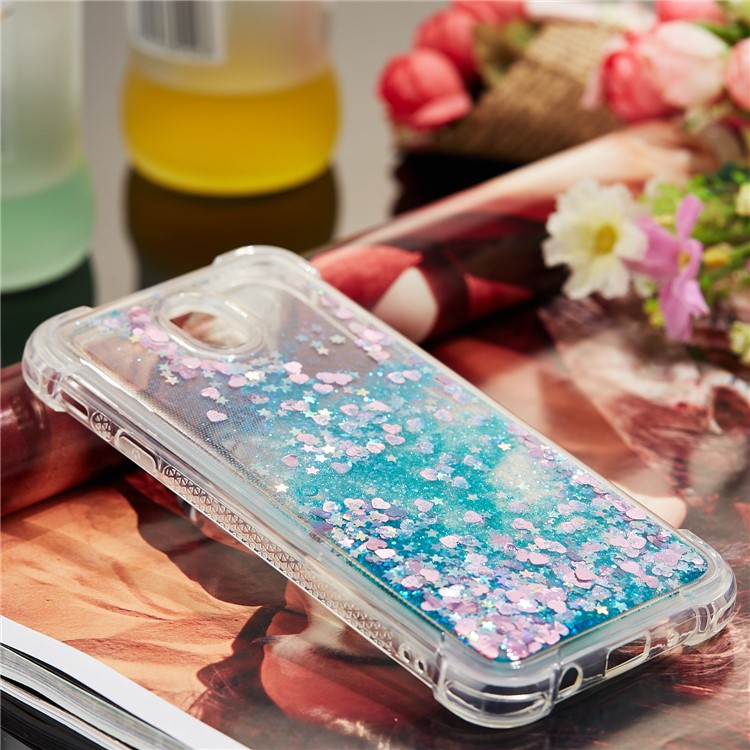 Dynamic Glitter Powder Sequins Shockproof TPU Gel Mobile Phone Case for Samsung Galaxy J7 (2017) EU Version/J7 Pro (2017) - Cyan-7