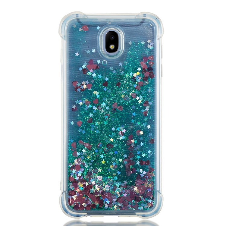 Dynamic Glitter Powder Sequins Shockproof TPU Gel Mobile Phone Case for Samsung Galaxy J7 (2017) EU Version/J7 Pro (2017) - Cyan-8
