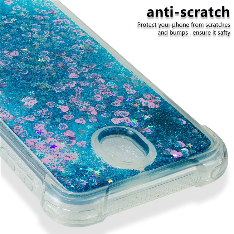 Dynamische Glitter Pulver Pailletten Stoßfest Tpu Gel Handy Case Für Samsung Galaxy J7 (2017) EU Version / J7 Pro (2017) - Dunkelblau-3