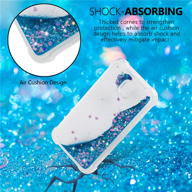 Dynamische Glitter Pulver Pailletten Stoßfest Tpu Gel Handy Case Für Samsung Galaxy J7 (2017) EU Version / J7 Pro (2017) - Dunkelblau-5