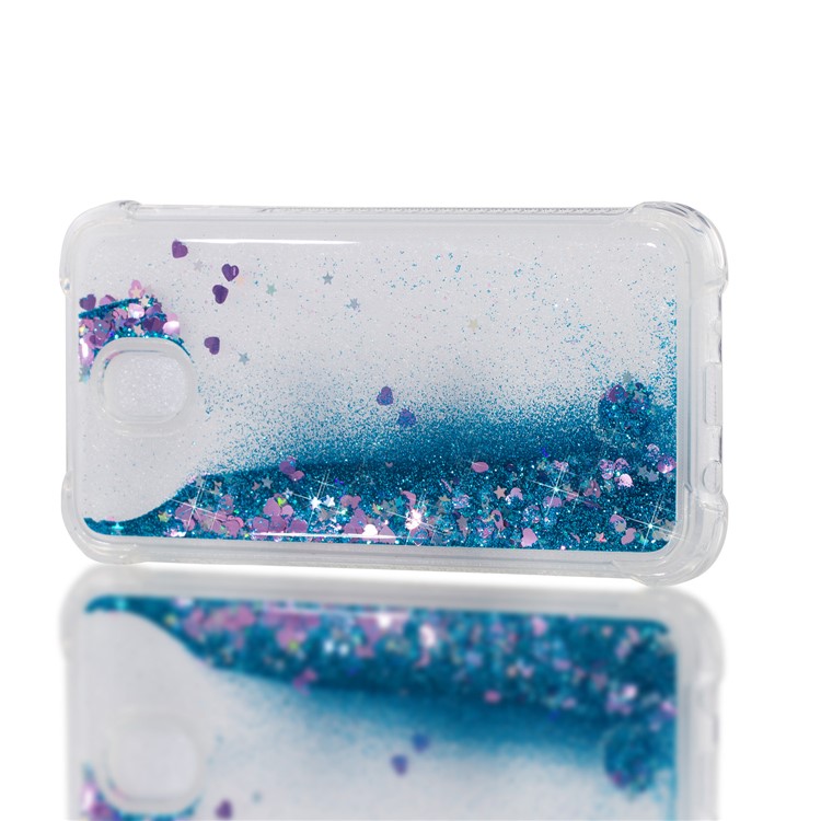 Dynamische Glitter Pulver Pailletten Stoßfest Tpu Gel Handy Case Für Samsung Galaxy J7 (2017) EU Version / J7 Pro (2017) - Dunkelblau-6