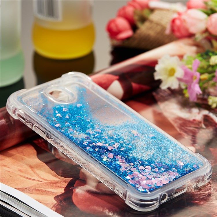 Dynamische Glitter Pulver Pailletten Stoßfest Tpu Gel Handy Case Für Samsung Galaxy J7 (2017) EU Version / J7 Pro (2017) - Dunkelblau-7