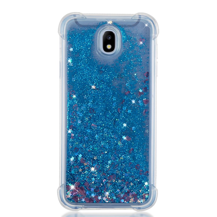Dynamische Glitter Pulver Pailletten Stoßfest Tpu Gel Handy Case Für Samsung Galaxy J7 (2017) EU Version / J7 Pro (2017) - Dunkelblau-8