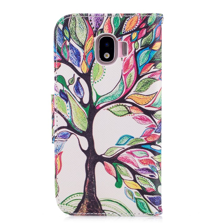 Pattern Printing Leather Wallet Case for Samsung Galaxy J2 Pro 2018 - Colorized Tree-3