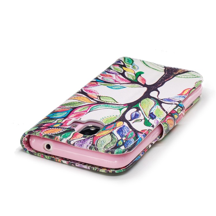 Pattern Printing Leather Wallet Case for Samsung Galaxy J2 Pro 2018 - Colorized Tree-7