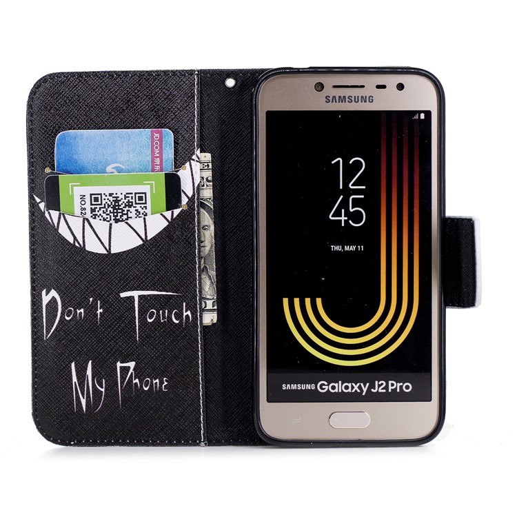Pattern Printing Leather Wallet Cover for Samsung Galaxy J2 Pro 2018 - Do not Touch My Phone-8