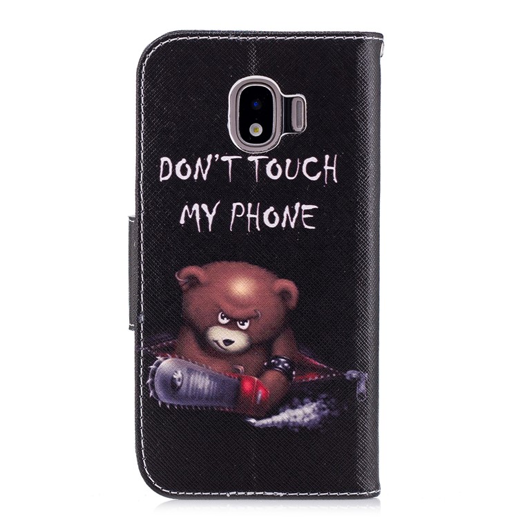 Pattern Printing Leather Wallet Shell Case for Samsung Galaxy J2 Pro 2018 - Brown Bear and Warning Words-3