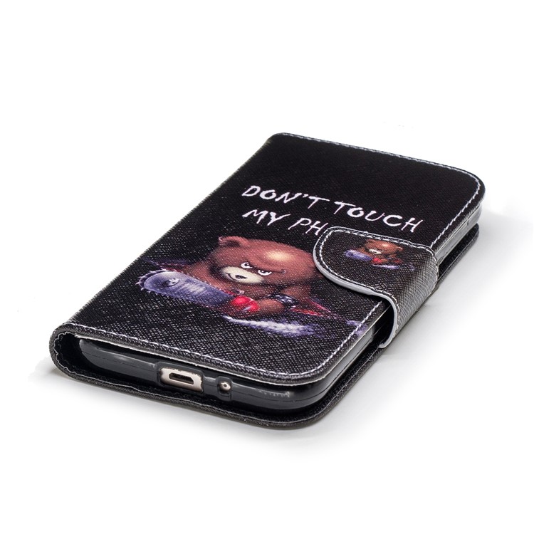 Pattern Printing Leather Wallet Shell Case for Samsung Galaxy J2 Pro 2018 - Brown Bear and Warning Words-6