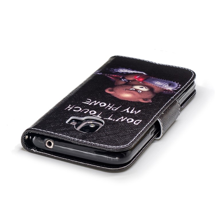 Pattern Printing Leather Wallet Shell Case for Samsung Galaxy J2 Pro 2018 - Brown Bear and Warning Words-7