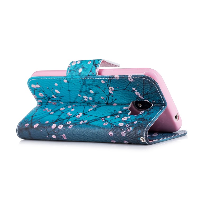 Pattern Printing Magnetic Leather Stand Case for Samsung Galaxy J2 Pro 2018 - Tree with Flowers-4