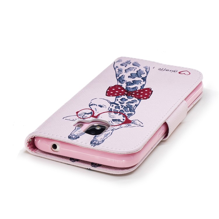 Pattern Printing Magnetic Leather Stand Cover for Samsung Galaxy J2 Pro 2018 - Adorable Giraffe Wearing Glasses-7