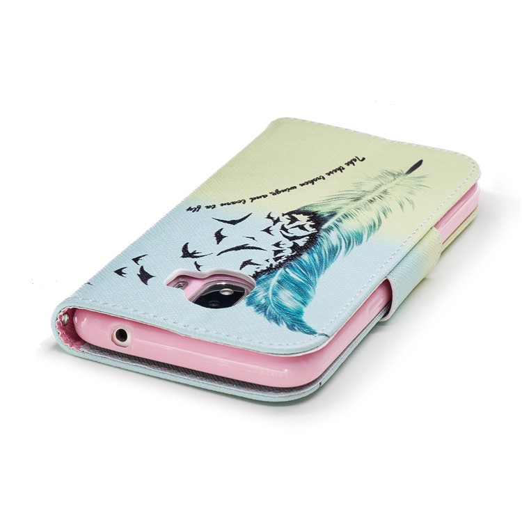 Pattern Printing Wallet Leather Stand Case for Samsung Galaxy J2 Pro 2018 - Feather Pattern-7