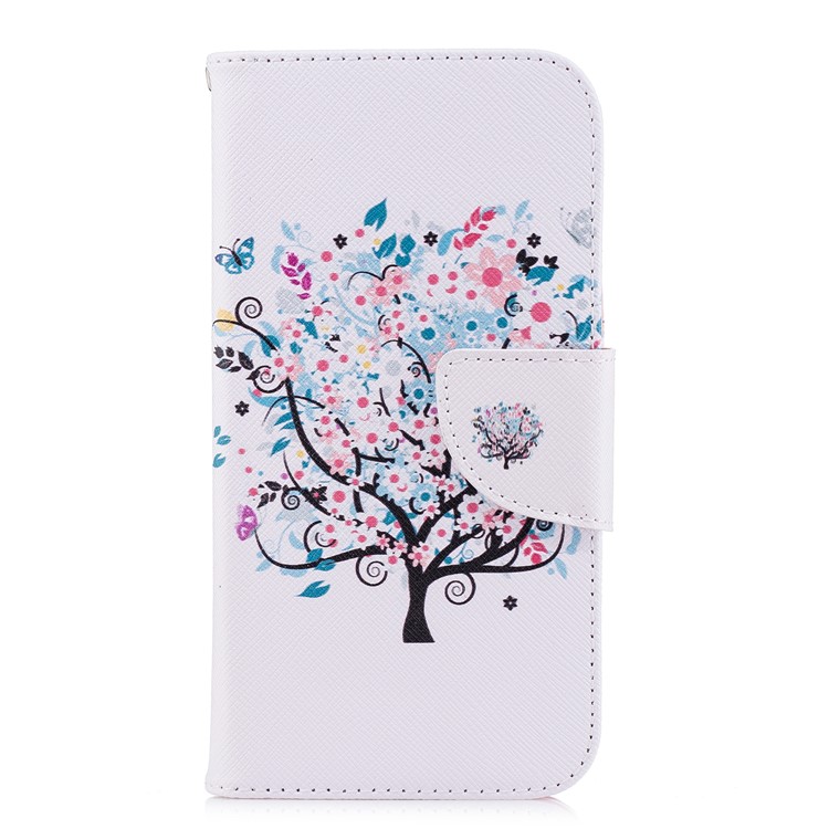Pattern Printing Wallet Leather Stand Cover for Samsung Galaxy J2 Pro 2018 - Flowered Tree-2