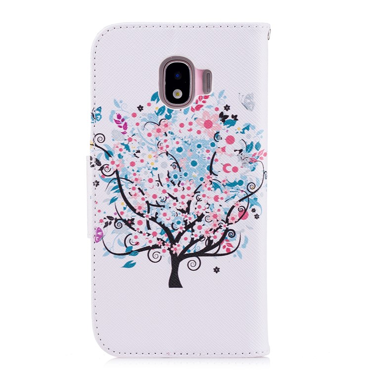 Pattern Printing Wallet Leather Stand Cover for Samsung Galaxy J2 Pro 2018 - Flowered Tree-3