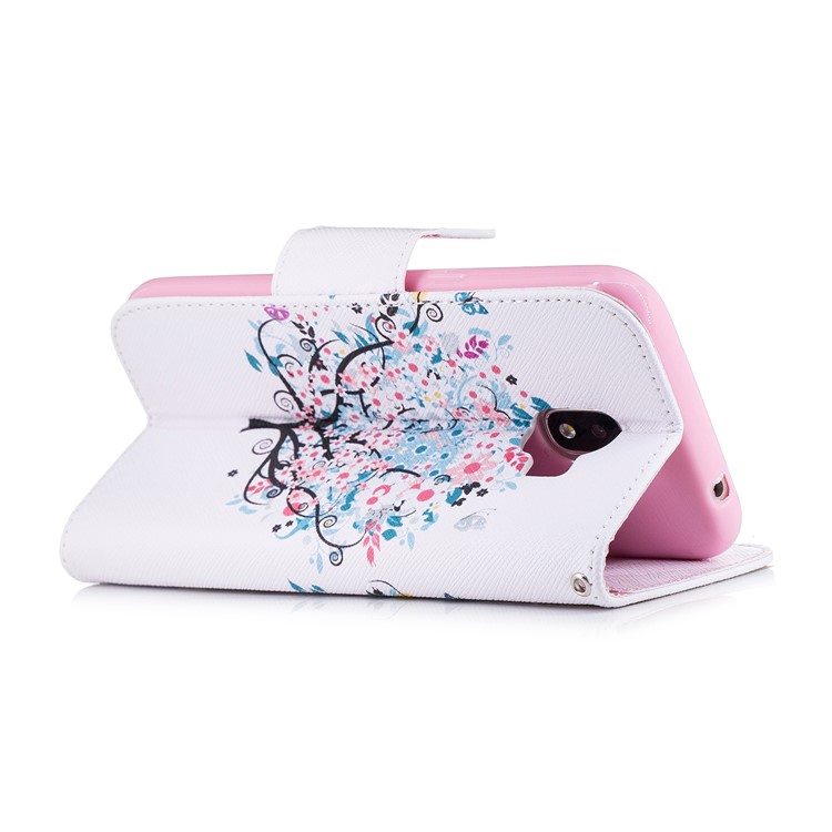 Pattern Printing Wallet Leather Stand Cover for Samsung Galaxy J2 Pro 2018 - Flowered Tree-4
