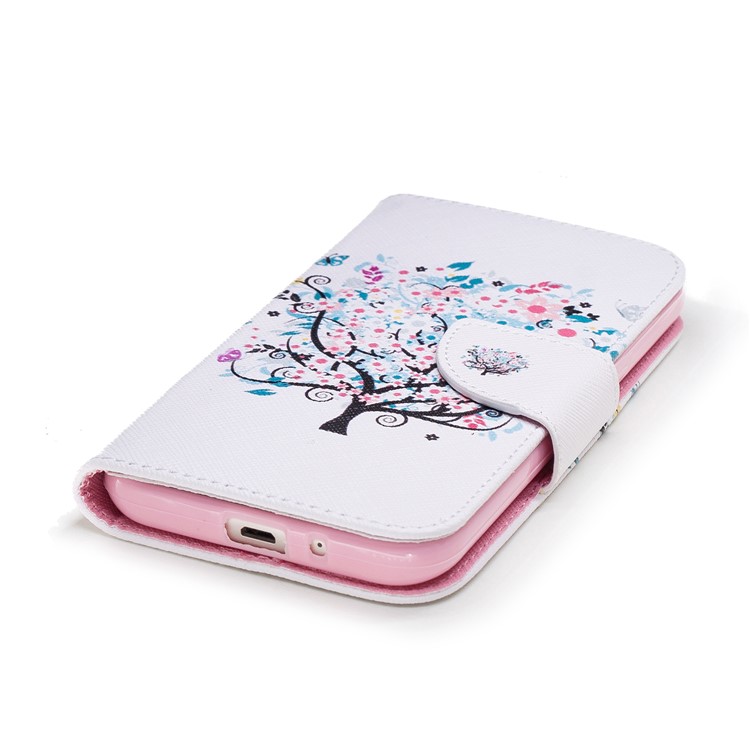 Pattern Printing Wallet Leather Stand Cover for Samsung Galaxy J2 Pro 2018 - Flowered Tree-6