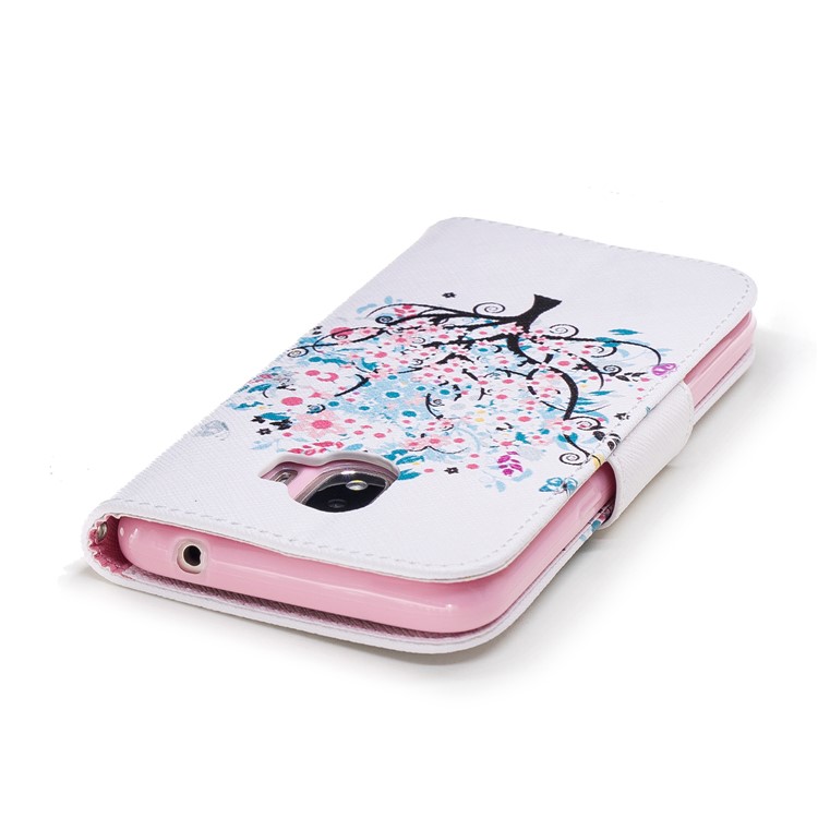 Pattern Printing Wallet Leather Stand Cover for Samsung Galaxy J2 Pro 2018 - Flowered Tree-7