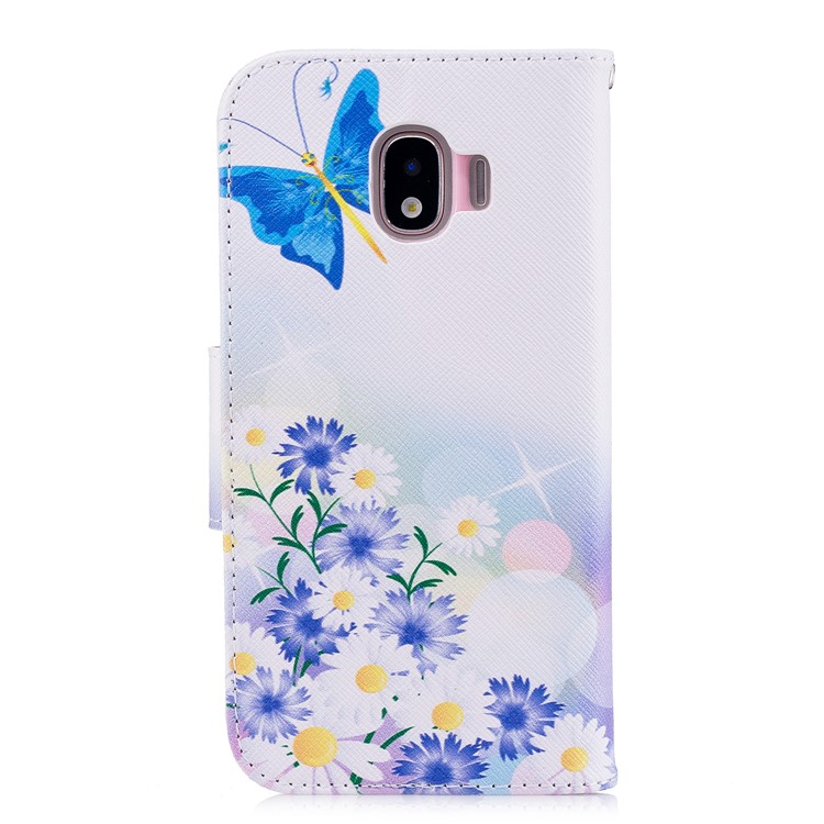 Pattern Printing Stand Leather Wallet Case for Samsung Galaxy J2 Pro 2018 - Blue Butterfly and Flowers-3