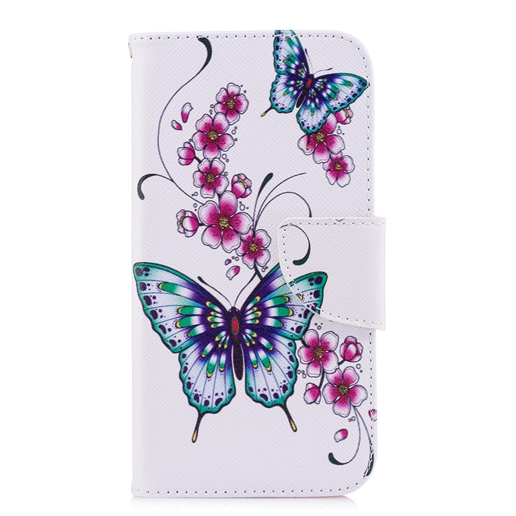 Pattern Printing Wallet Leather Cover with Stand for Samsung Galaxy J2 Pro 2018 - Butterflies and Flower-2