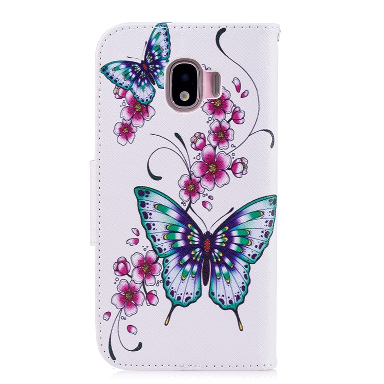 Pattern Printing Wallet Leather Cover with Stand for Samsung Galaxy J2 Pro 2018 - Butterflies and Flower-3