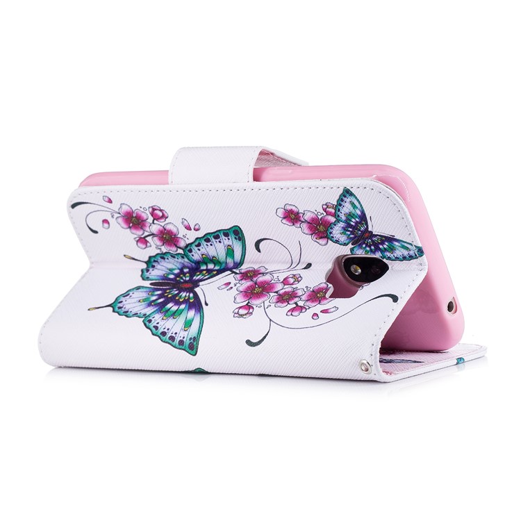 Pattern Printing Wallet Leather Cover with Stand for Samsung Galaxy J2 Pro 2018 - Butterflies and Flower-4