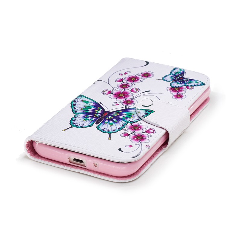 Pattern Printing Wallet Leather Cover with Stand for Samsung Galaxy J2 Pro 2018 - Butterflies and Flower-6