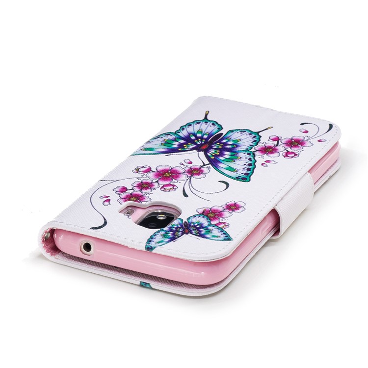 Pattern Printing Wallet Leather Cover with Stand for Samsung Galaxy J2 Pro 2018 - Butterflies and Flower-7