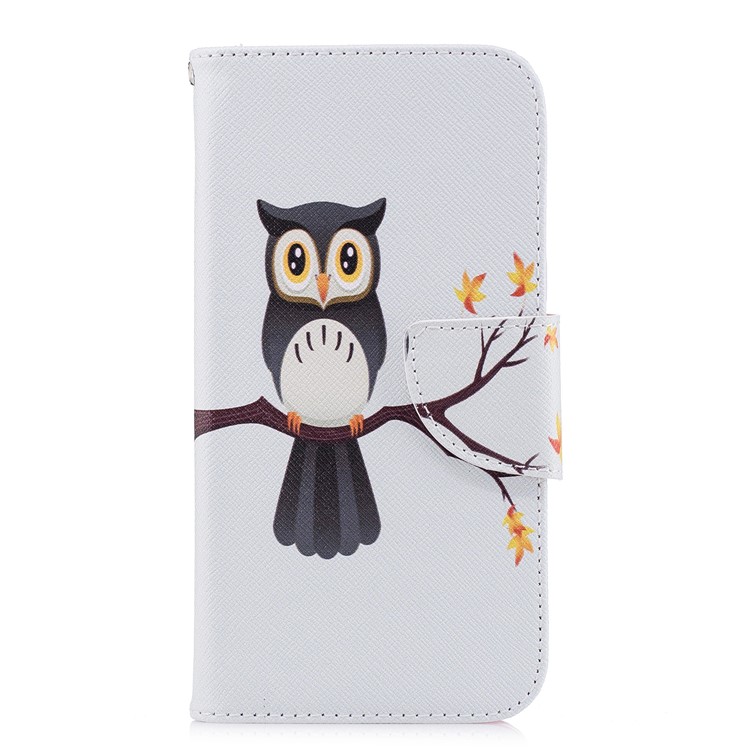 Pattern Printing Wallet Leather Case Cover with Stand for Samsung Galaxy J2 Pro 2018 - Owl Standing on Branch-2