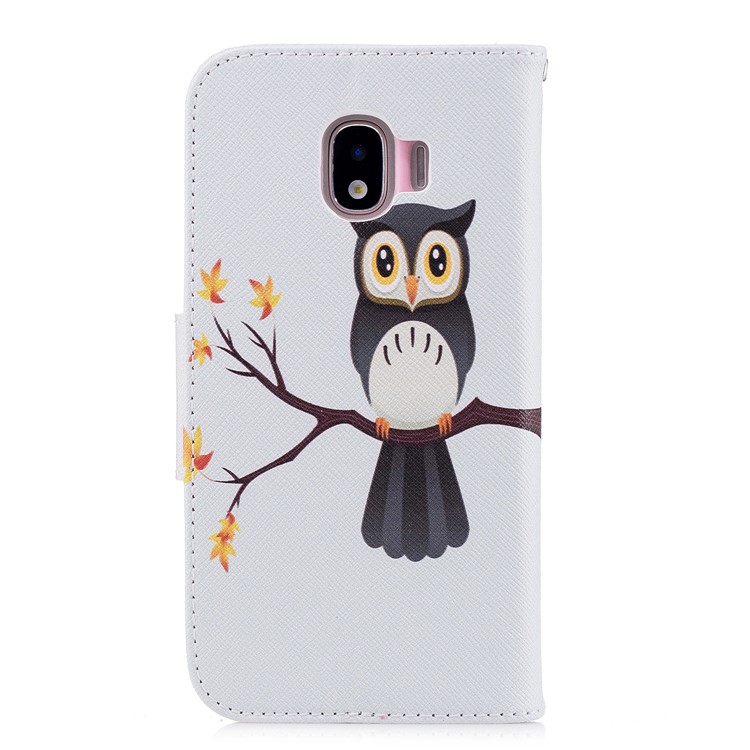 Pattern Printing Wallet Leather Case Cover with Stand for Samsung Galaxy J2 Pro 2018 - Owl Standing on Branch-3