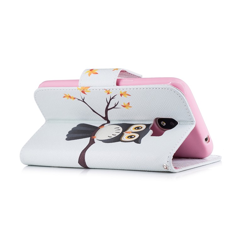 Pattern Printing Wallet Leather Case Cover with Stand for Samsung Galaxy J2 Pro 2018 - Owl Standing on Branch-4