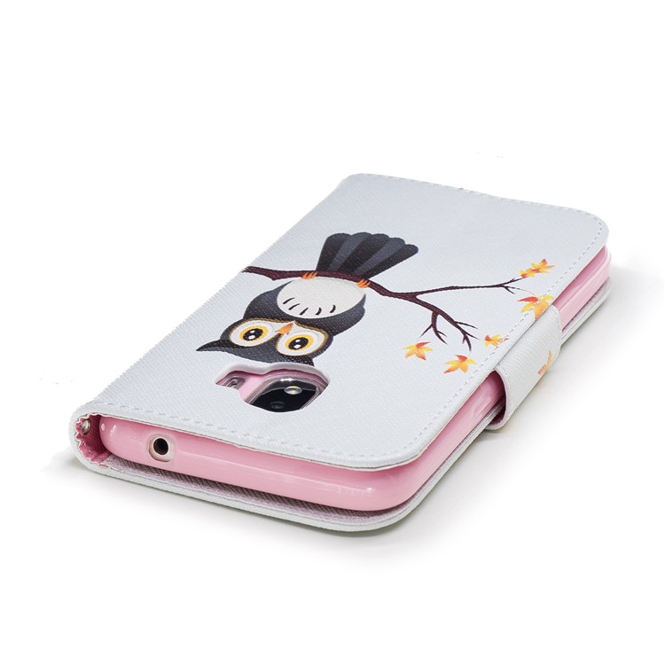 Pattern Printing Wallet Leather Case Cover with Stand for Samsung Galaxy J2 Pro 2018 - Owl Standing on Branch-7
