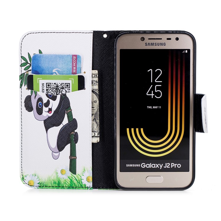 Pattern Printing Wallet Leather Casing Cover with Stand for Samsung Galaxy J2 Pro 2018 - Lovely Panda-8