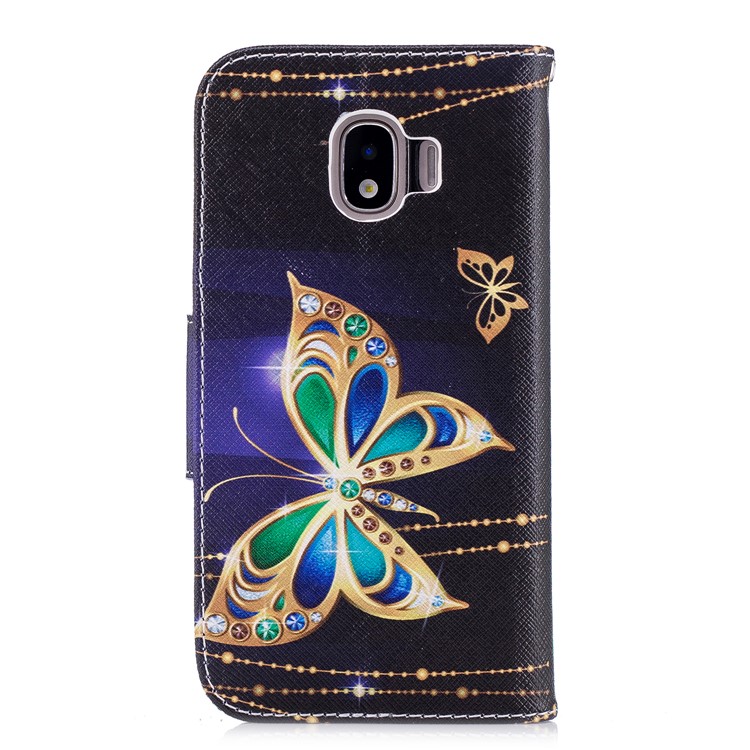 Pattern Printing Wallet Leather Phone Shell with Stand for Samsung Galaxy J2 Pro 2018 - Butterfly with Diamond-3