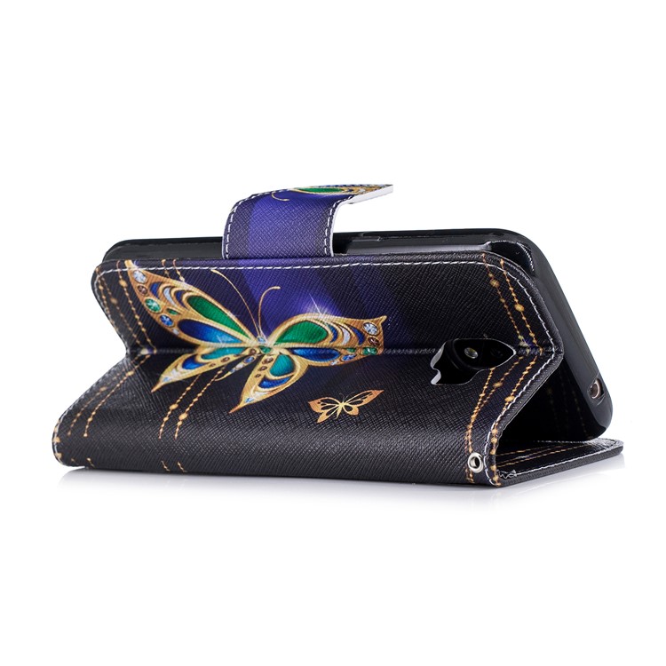Pattern Printing Wallet Leather Phone Shell with Stand for Samsung Galaxy J2 Pro 2018 - Butterfly with Diamond-4