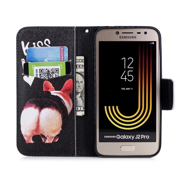 Pattern Printing Wallet Leather Cellphone Cover with Stand for Samsung Galaxy J2 Pro 2018 - Kiss My Ass-8