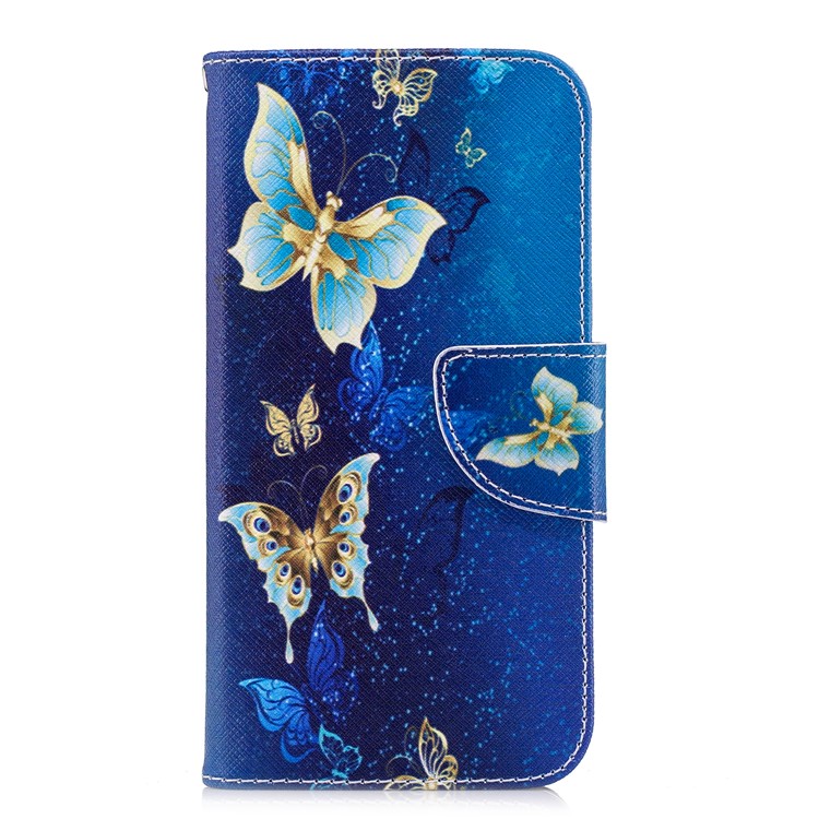 Pattern Printing Wallet Leather Phone Accessory Cover with Stand for Samsung Galaxy J2 Pro 2018 - Blue Butterflies-2