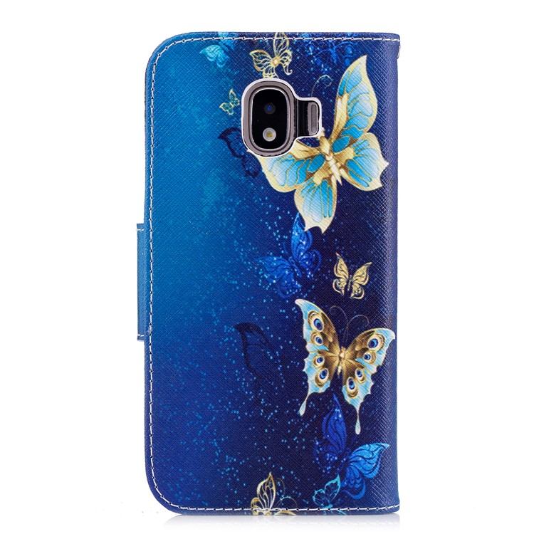 Pattern Printing Wallet Leather Phone Accessory Cover with Stand for Samsung Galaxy J2 Pro 2018 - Blue Butterflies-3