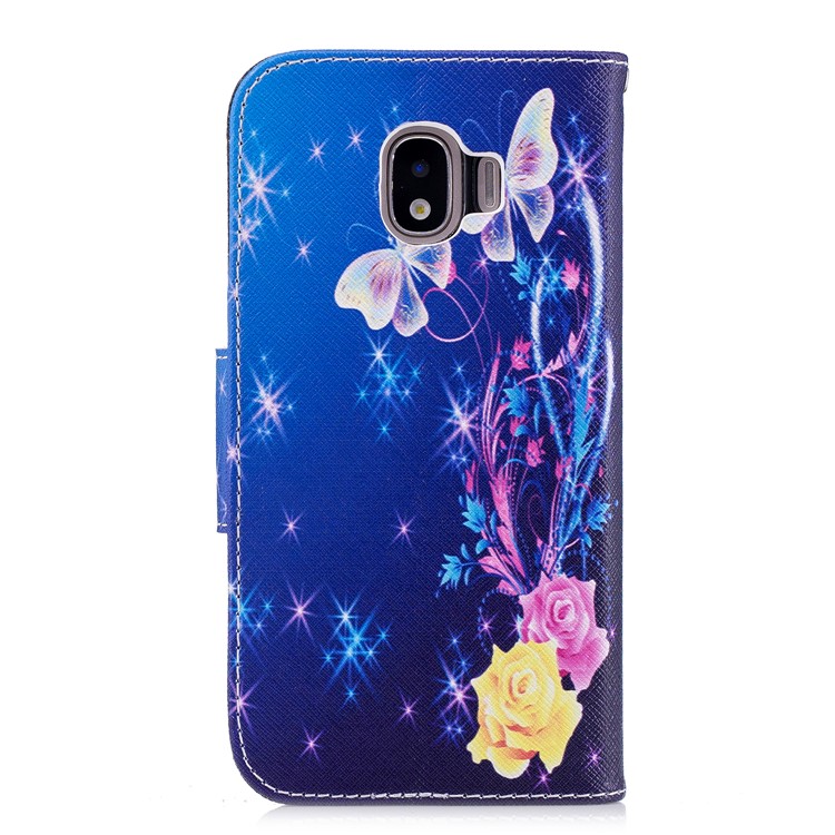 Pattern Printing Wallet Leather Phone Accessory Casing with Stand for Samsung Galaxy J2 Pro 2018 - Roses and Butterflies-3