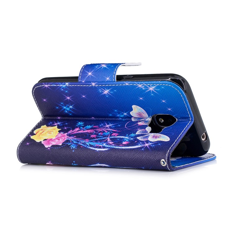 Pattern Printing Wallet Leather Phone Accessory Casing with Stand for Samsung Galaxy J2 Pro 2018 - Roses and Butterflies-4