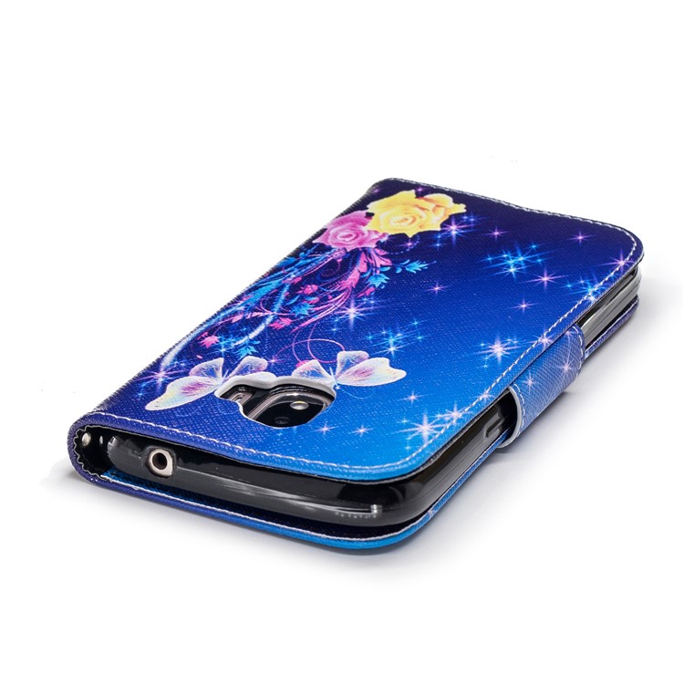 Pattern Printing Wallet Leather Phone Accessory Casing with Stand for Samsung Galaxy J2 Pro 2018 - Roses and Butterflies-6